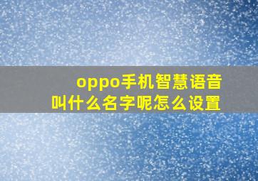 oppo手机智慧语音叫什么名字呢怎么设置