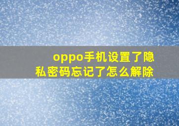 oppo手机设置了隐私密码忘记了怎么解除