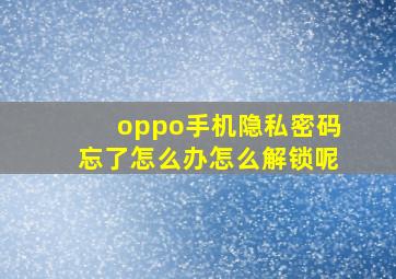 oppo手机隐私密码忘了怎么办怎么解锁呢