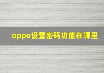 oppo设置密码功能在哪里