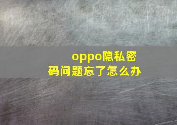 oppo隐私密码问题忘了怎么办