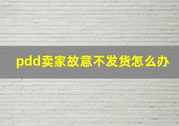 pdd卖家故意不发货怎么办