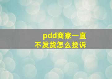 pdd商家一直不发货怎么投诉