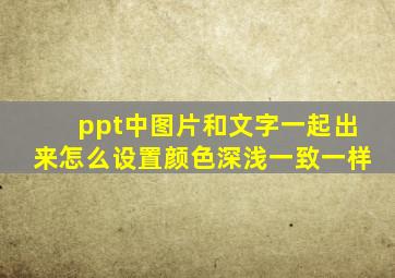 ppt中图片和文字一起出来怎么设置颜色深浅一致一样