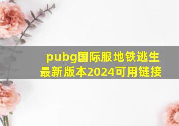 pubg国际服地铁逃生最新版本2024可用链接