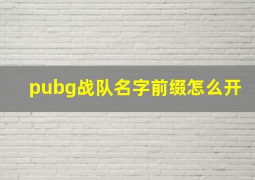 pubg战队名字前缀怎么开