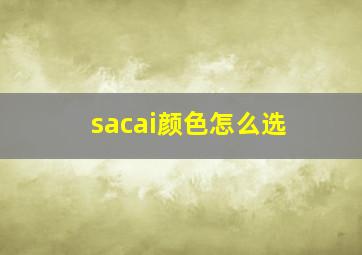 sacai颜色怎么选