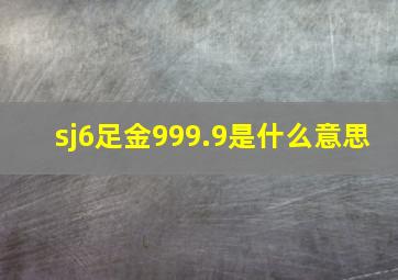 sj6足金999.9是什么意思