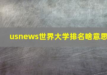 usnews世界大学排名啥意思