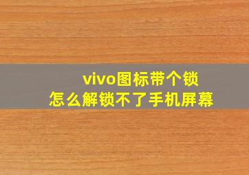 vivo图标带个锁怎么解锁不了手机屏幕