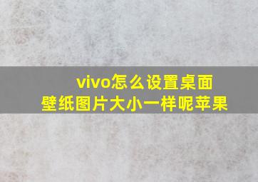 vivo怎么设置桌面壁纸图片大小一样呢苹果