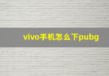 vivo手机怎么下pubg