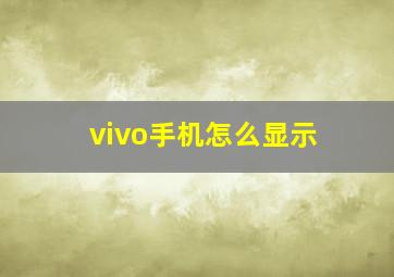 vivo手机怎么显示