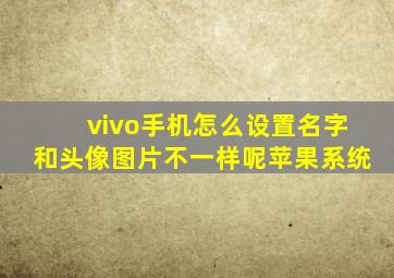 vivo手机怎么设置名字和头像图片不一样呢苹果系统