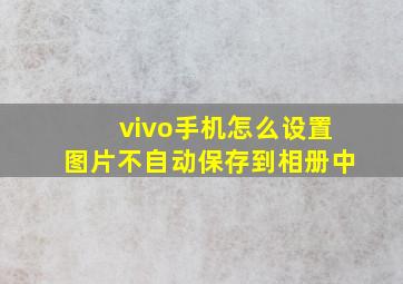 vivo手机怎么设置图片不自动保存到相册中