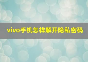 vivo手机怎样解开隐私密码