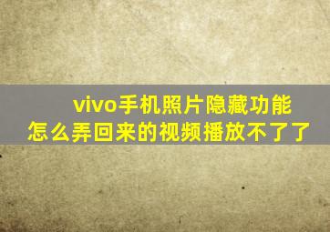 vivo手机照片隐藏功能怎么弄回来的视频播放不了了