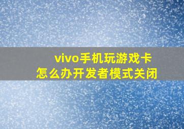 vivo手机玩游戏卡怎么办开发者模式关闭