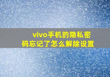 vivo手机的隐私密码忘记了怎么解除设置