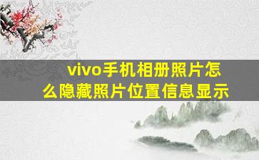 vivo手机相册照片怎么隐藏照片位置信息显示