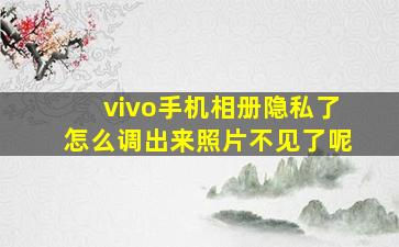 vivo手机相册隐私了怎么调出来照片不见了呢