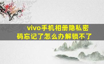 vivo手机相册隐私密码忘记了怎么办解锁不了