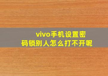 vivo手机设置密码锁别人怎么打不开呢