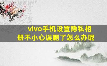 vivo手机设置隐私相册不小心误删了怎么办呢