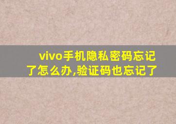 vivo手机隐私密码忘记了怎么办,验证码也忘记了