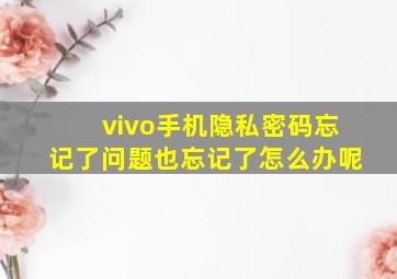 vivo手机隐私密码忘记了问题也忘记了怎么办呢