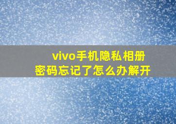 vivo手机隐私相册密码忘记了怎么办解开