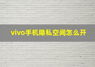 vivo手机隐私空间怎么开