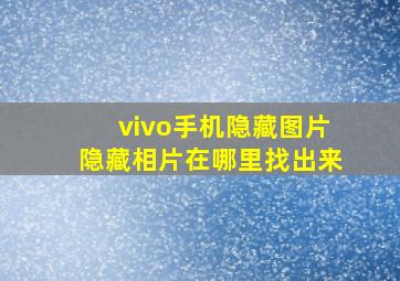 vivo手机隐藏图片隐藏相片在哪里找出来