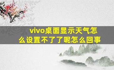 vivo桌面显示天气怎么设置不了了呢怎么回事