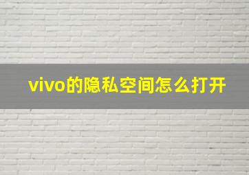 vivo的隐私空间怎么打开