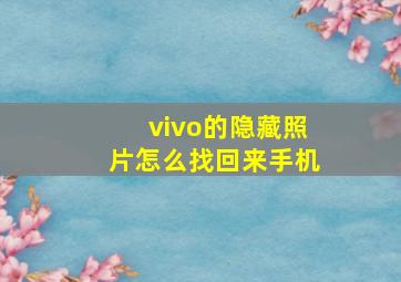 vivo的隐藏照片怎么找回来手机