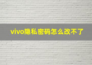 vivo隐私密码怎么改不了