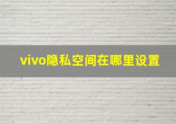 vivo隐私空间在哪里设置