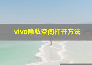 vivo隐私空间打开方法