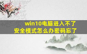 win10电脑进入不了安全模式怎么办密码忘了