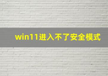 win11进入不了安全模式