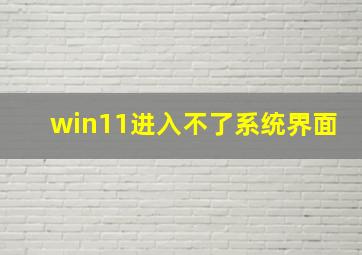 win11进入不了系统界面