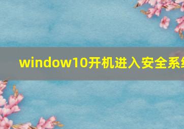 window10开机进入安全系统