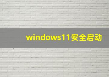 windows11安全启动