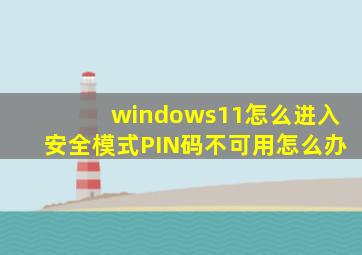 windows11怎么进入安全模式PIN码不可用怎么办