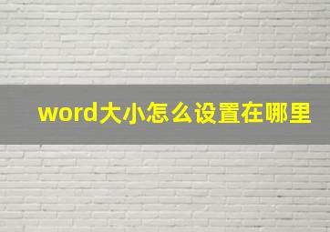 word大小怎么设置在哪里