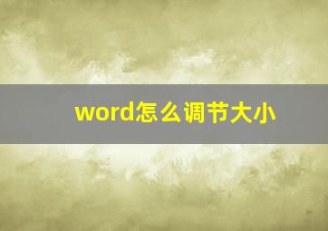 word怎么调节大小