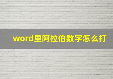 word里阿拉伯数字怎么打