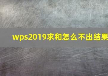 wps2019求和怎么不出结果