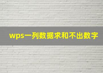 wps一列数据求和不出数字